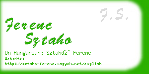 ferenc sztaho business card